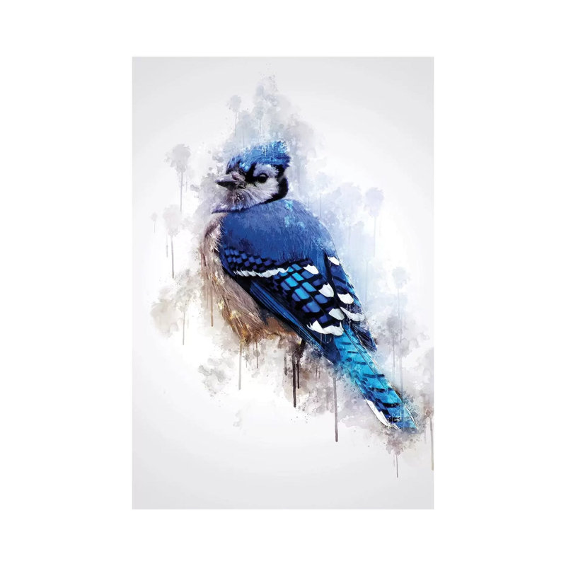 «Blue Jay Bird» par Cornell, impression sur toile tendue, H 18 po x l 12 po x 1,5 po