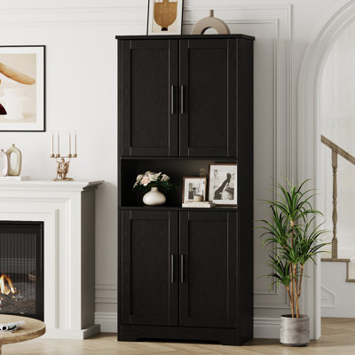 Armoire de cuisine de 70 pouces de hauteur, armoire de rangement autoportante avec 4 portes et tablettes réglables