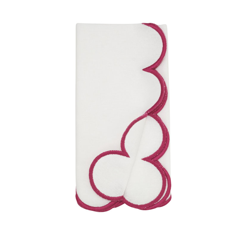 Paddock 100% Cotton Rectangle Napkin, White/Fuchsia