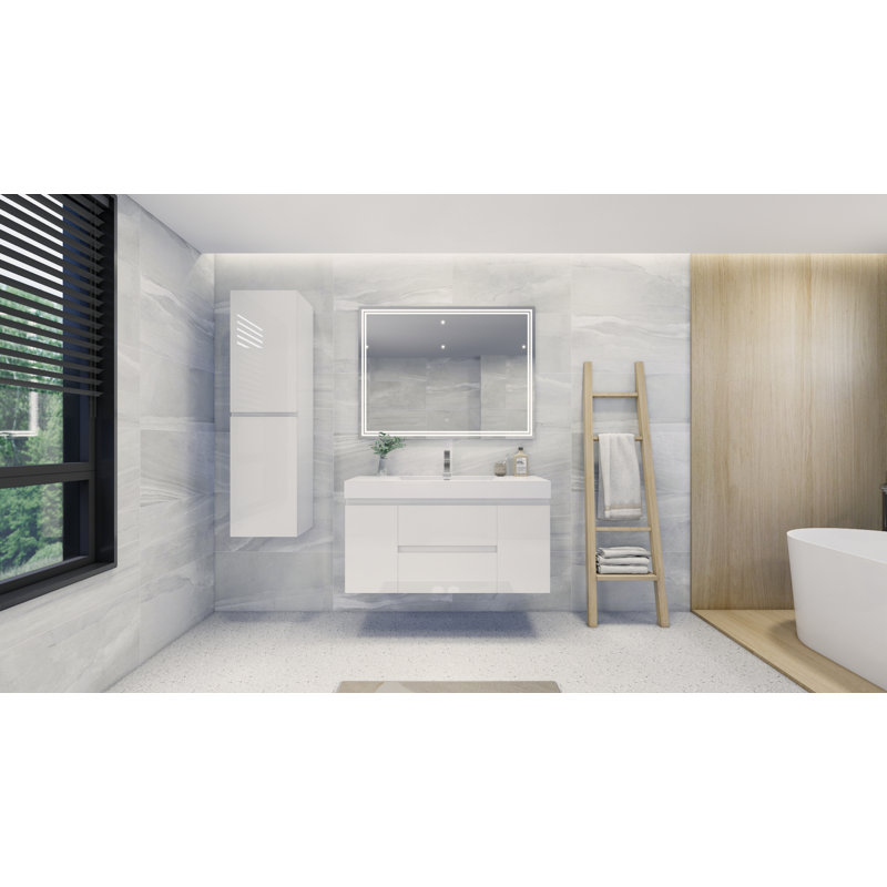 Ensemble de meuble-lavabo mural simple 48 po Carol-Ann, Blanc très luisant