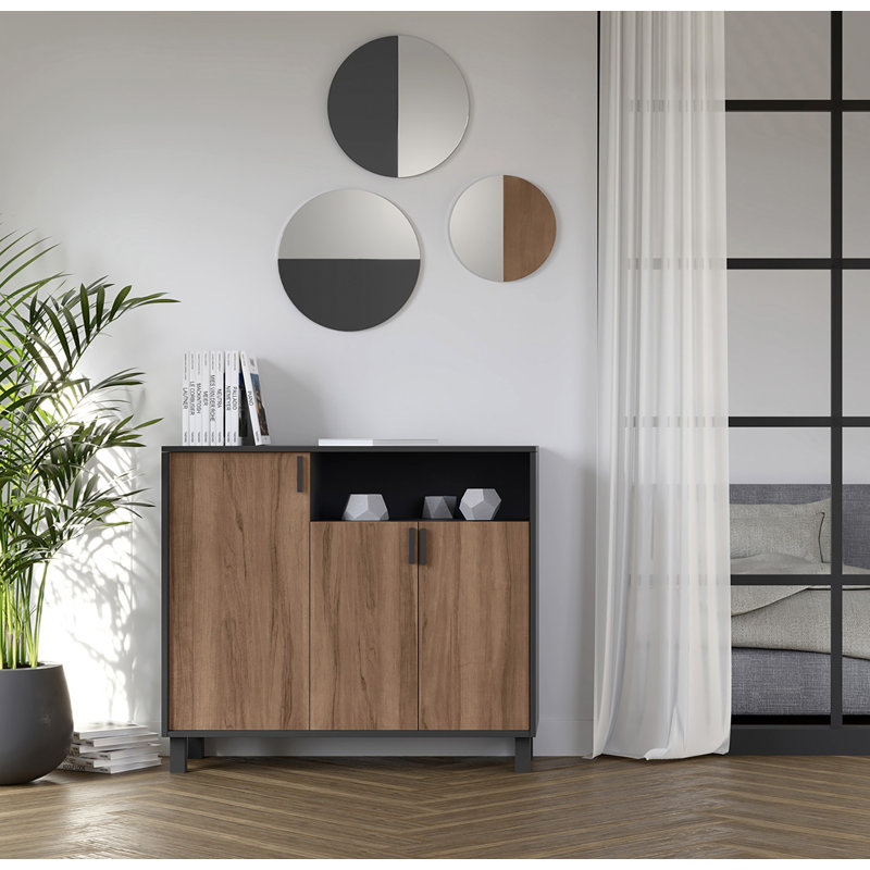 16 Pair Shoe Storage Cabinet, Graphite Walnut