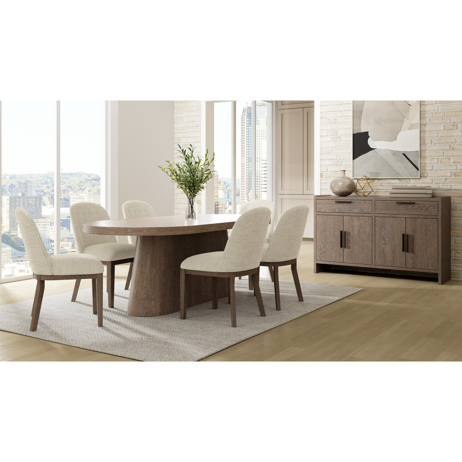 Marielle 84" Oval Pedestal Dining Table, Cocoa