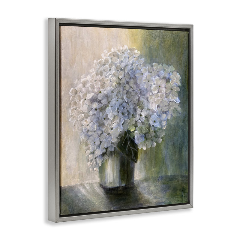 "Hydrangea Still Life", art mural encadré flottant par Doris Charest, Gris, H 21 po x l 17 po