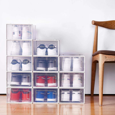 Boîte de rangement blanche pour chaussures empilable
