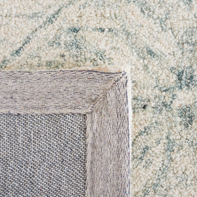 Martha Stewart Hand Tufted Wool/Cotton Moroccan Rug in Beige/Green, Rectangle 5' x 8'