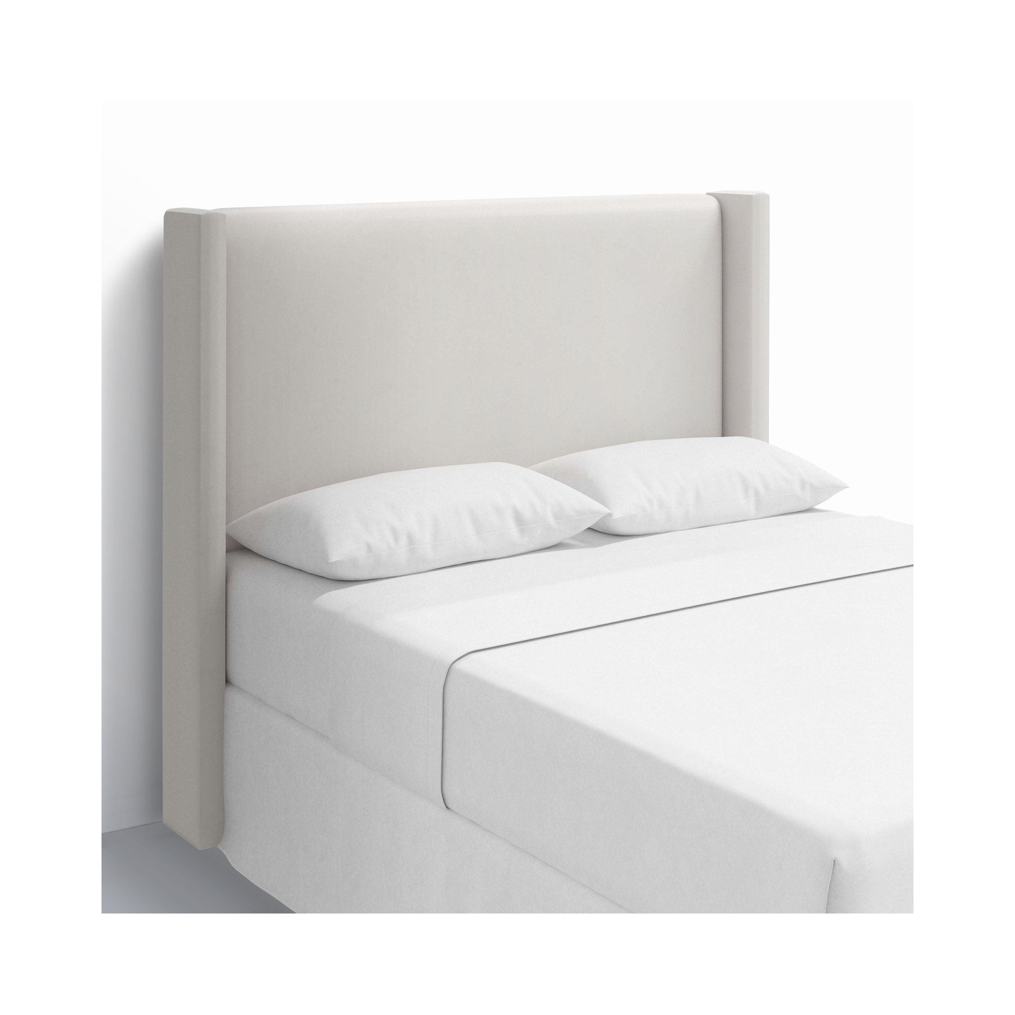 Hanson Upholstered Headboard, Full, Bella Light Gray Performance Velvet