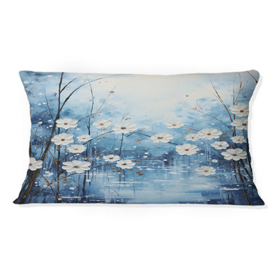 Coussin Winters Flowers Embrace Pointillism - Snow