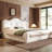 King Size Upholstered Platform Bed, Beige
