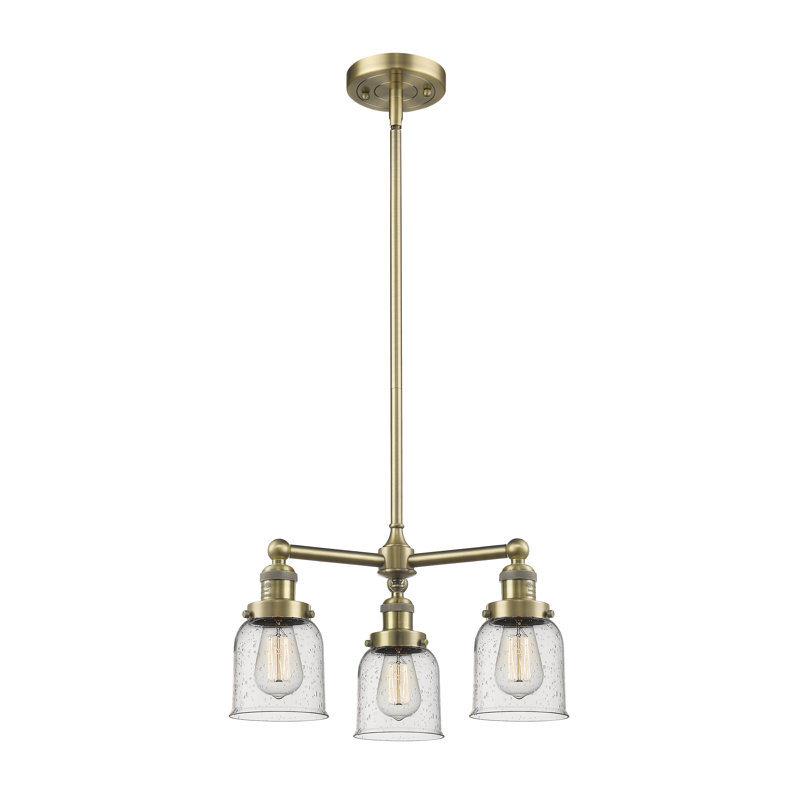 Adalbert 3 - Light Dimmable Chandelier, Seedy, Antique Brass, 3.5 Watt Vintage LED Bulb