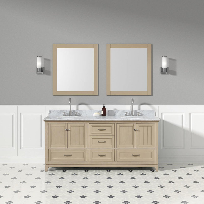 Ensemble de meuble-lavabo double 72 po Lily, Chêne clair