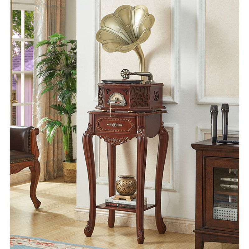 Gramophone en laiton rétro - tourne-disque rétro pour le salon, Brun / or
