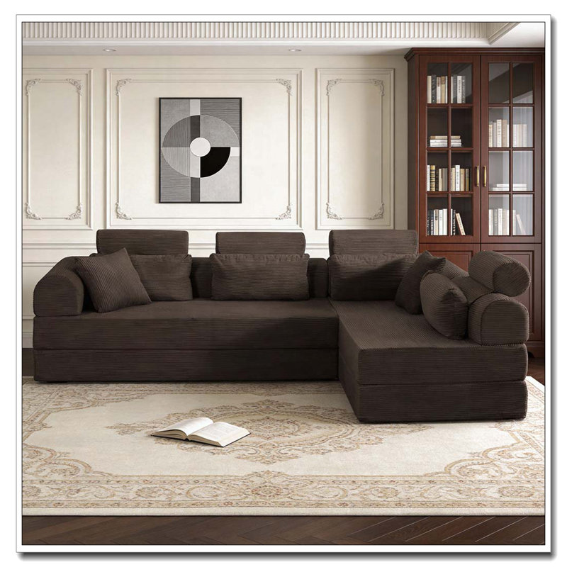 Canapé modulaire en L, Brun
