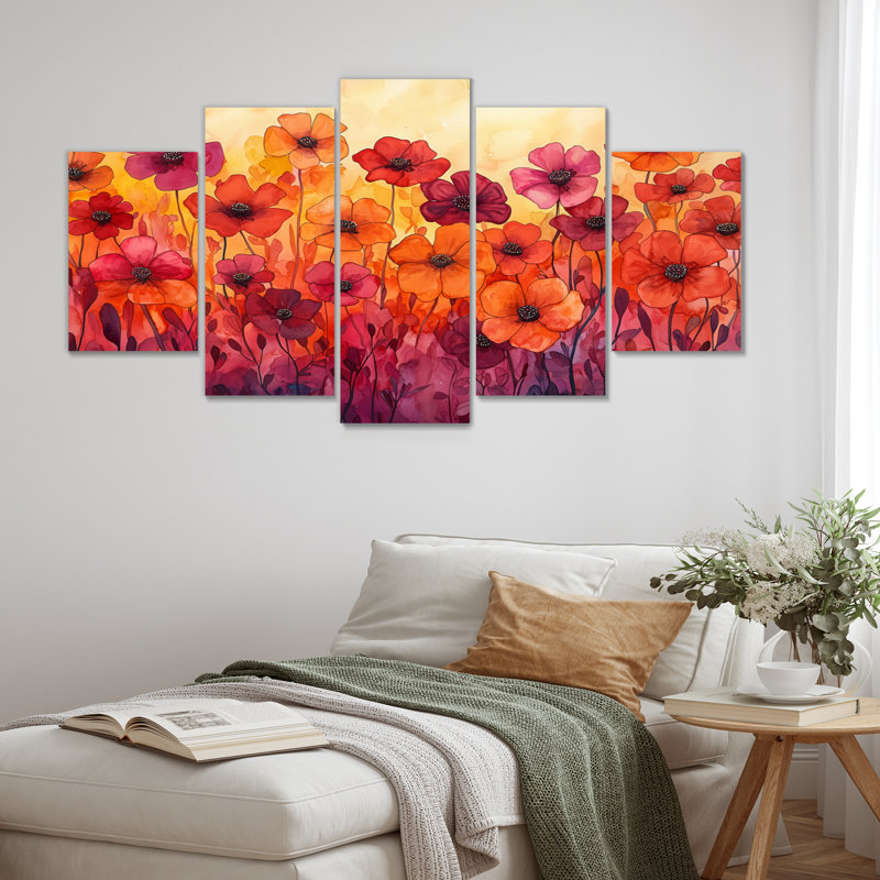 Bagby - Wildflowers Wall Art - ensemble d'art mural traditionnel 5 pièces