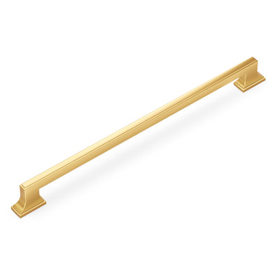 Brownstone Collection Handle Pull - 12" Center to Center Cabinet Pull Brushed Golden Brass - Transitional Hardware for Drawers & Cabinets