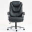 Fauteuil de bureau en polyuréthane à hauteur réglable avec design ergonomique, cuir souple, capacité maximale de 300 lb, structure, roulettes silencieuses, hauteur de conception classique, pour un confort lombaire, roulettes silencieuses, style artistique-141218409-141218410