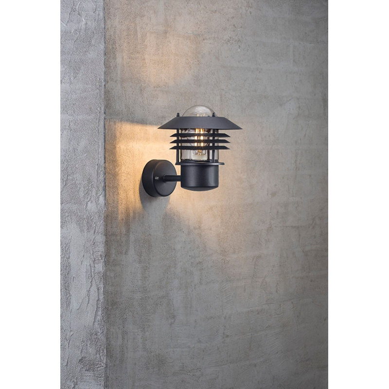 Vejers 23cm H Outdoor Wall Lantern, Galvanised steel/Black