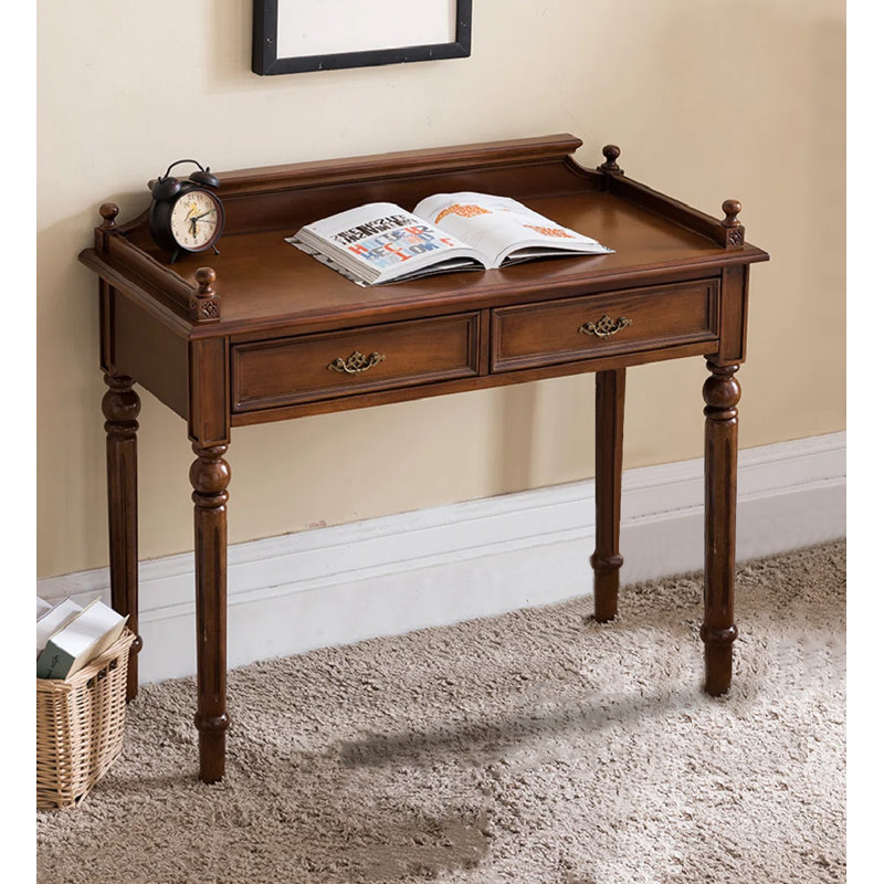Classic Rubberwood Study Desk with Drawers, 29.92"H x 39.37"W x 17.72"D