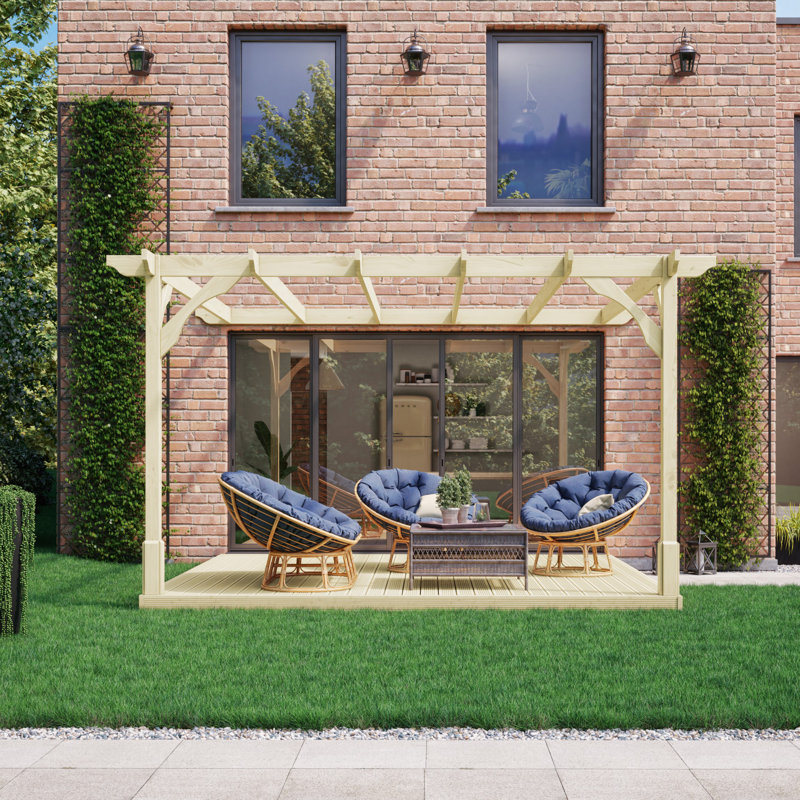 Jaquante Premium Wall Mounted Pergola, 270cm H x 240cm W x 240cm D, Light Green
