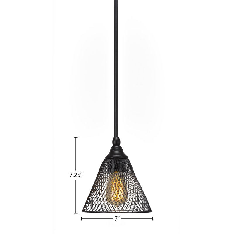 Stem Hung Mini Pendant Shown With 7" Shade, Matte Black