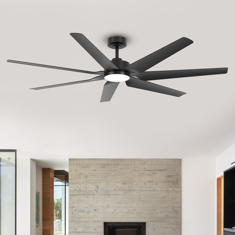 65'' Modern Ceiling Fan With Light, Quiet Dc Motor, 7 Blades Ceiling Fan, App & Remote Control Smart Ceiling Fan, Indoor Outdoor Ceiling Fan With Remote For Bedroom, Living Room, Patio, Porch