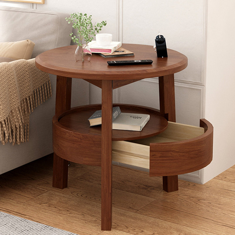 Modern Solid Wood End Table, Nut Brown