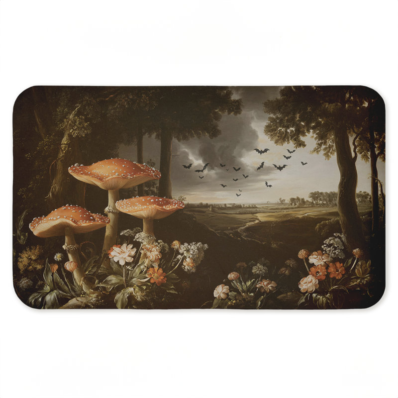 Tapis de cuisine ergonomique rembourré Bats in Fall Woodlands 18 po x 30 po