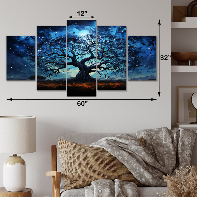 «Blue Afrique Serengeti Tree I», art mural arbre africain