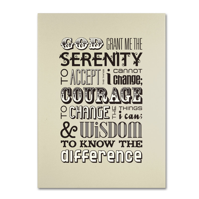 Serenity Prayer Black and Beige Framed Canvas Art