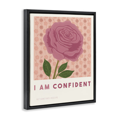Rose I Am Confident Affirmation Floating Frame, design by Courtney Haley