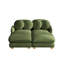 Ensemble canapé modulable 4 places en chenille avec 2 poufs, 4 coussins ronds et pieds en bois massif, vert olive-133423591