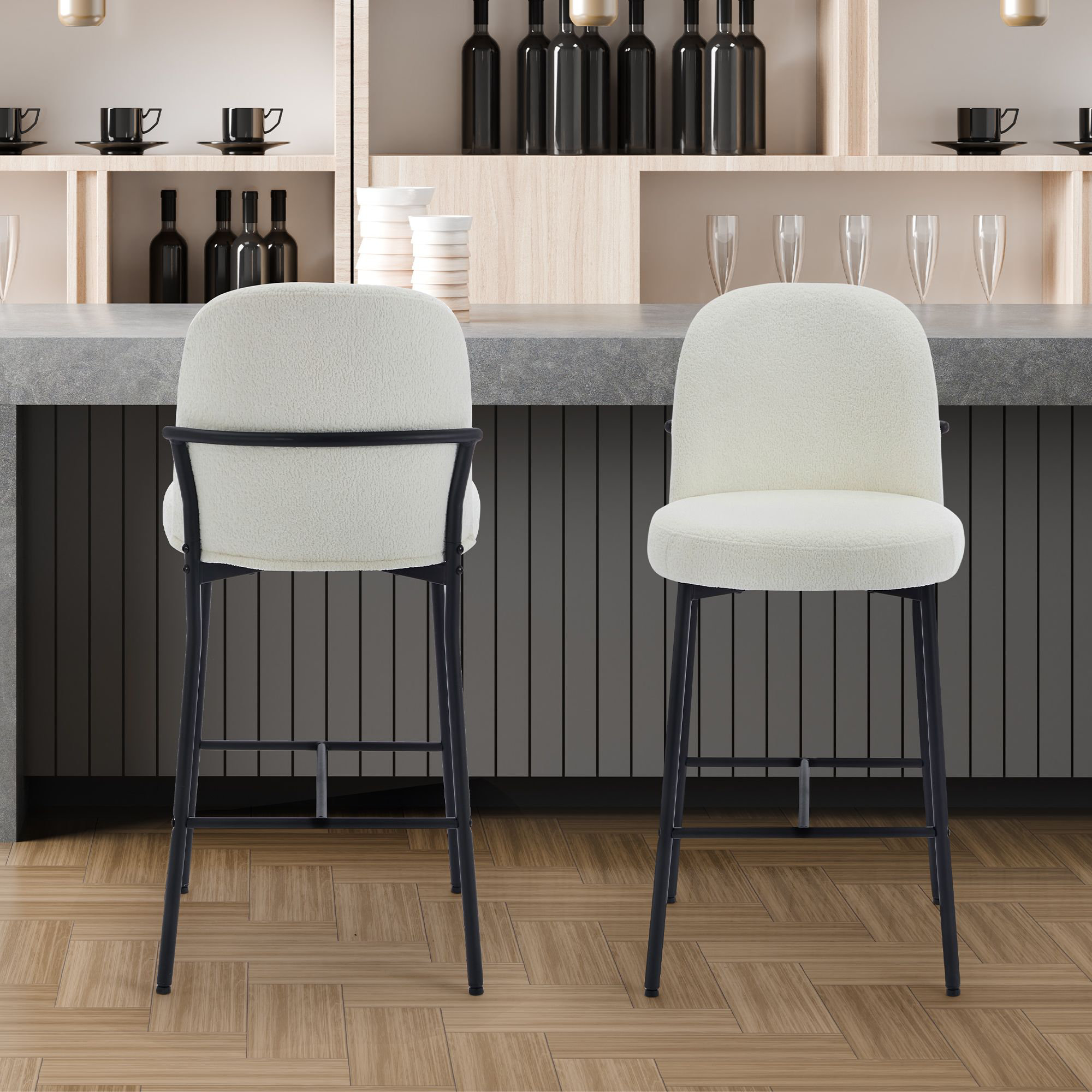 George Oliver Modern Counter Height Bar Stools Set of 2, 28 Inch