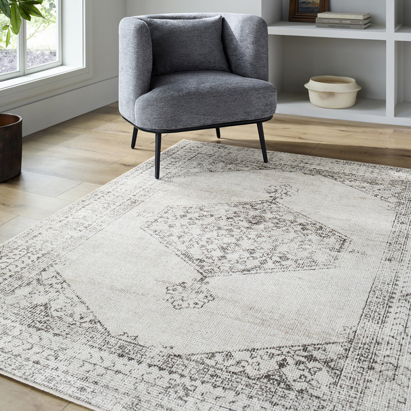 Theia Vintage Look Machine Woven Tan,Brown,Cream Area Rug, Rectangle 160 x 213cm