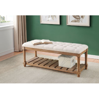 Banc de rangement en bois massif Iljan