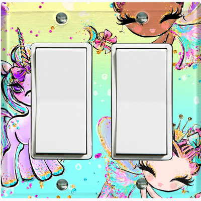 Plaque murale à bascule 2 bandes Fairy Princesses Unicorn
