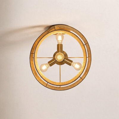 17.7" Natural Jute 2-Tier Semi-Flush Mount Light