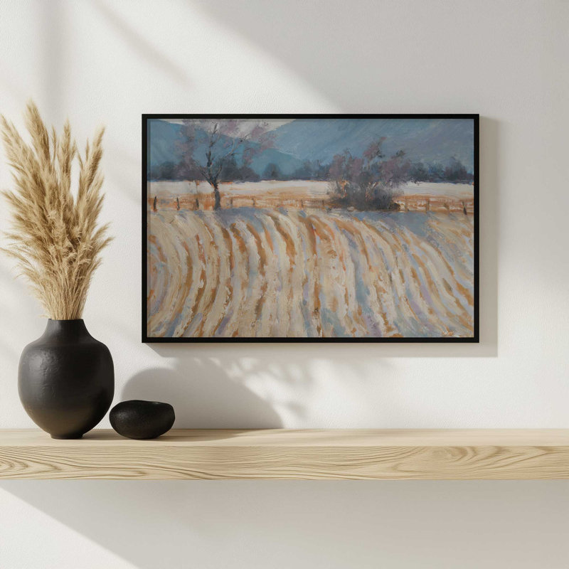 «Valley Snowfall» par Carson Overs passer, reproduction d'art, H 12 po x l 16 po, Or