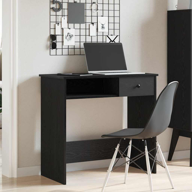 Bureau d'ordinateur rectangulaire en bois d'ingénierie, Gris béton