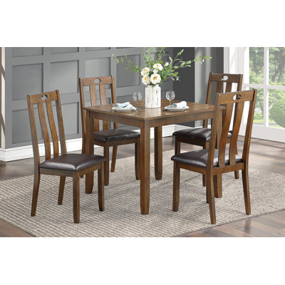 Brown Finish 5Pc Dining Set Table And 4 Side Chairs Upholstered Seat Wooden Kitchen Dining Furniture Set Transitional Style -  Lark Manorâ¢, 835CA1938D7E4A8FBF9A02885213BBF6