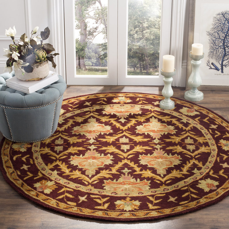 Tapis oriental en laine touffeté à la main Dunbar, Rond 3 pi 6 po