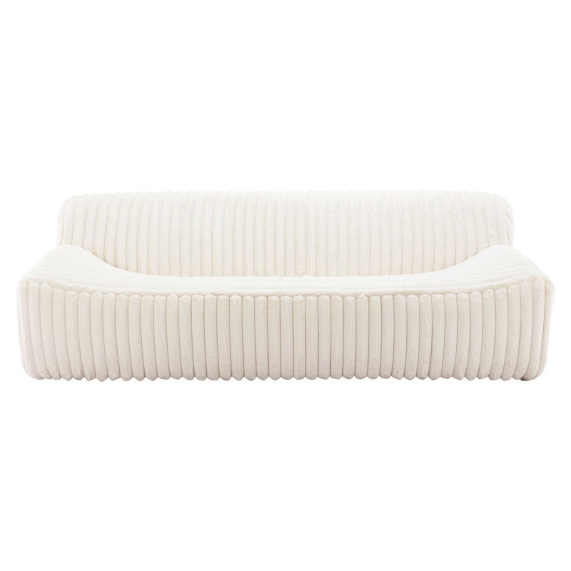 Cream Cord-Style Fabric Upholstered Sofa with Wood Frame