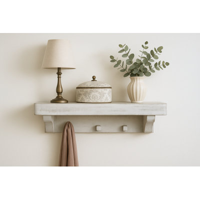 Tablette murale Rough Cut, 3 pi, avec chevilles au fini blanc rustique