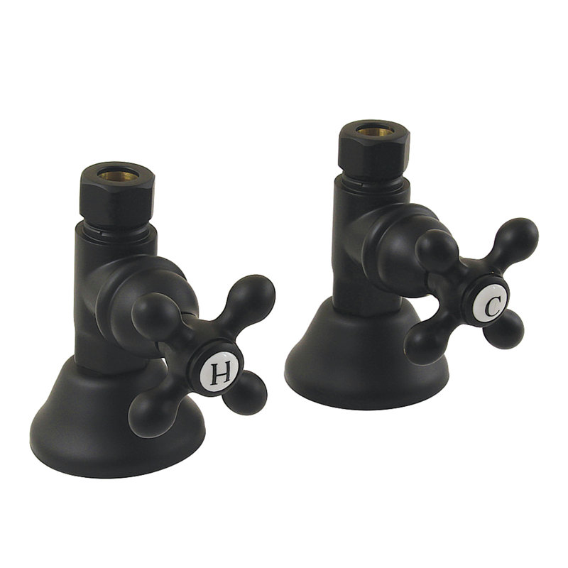 Soupape d'arrêt droite 1/4 "FIP x 1/2" Kingston, Noir mat