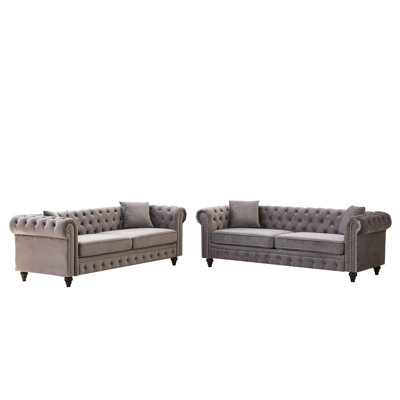 Salon moderne avec un tissu en velours doux, un design classique et des coussins en mousse à haute densité pour 6 sièges d'appoint