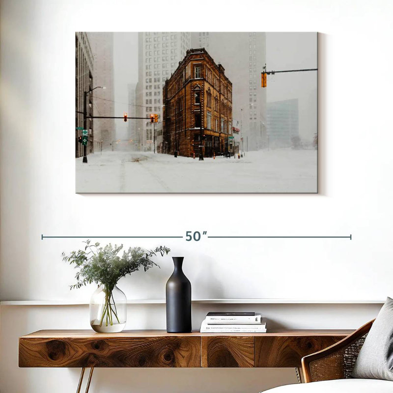 Ravi Detroit In Winter, 26" H x 39" W