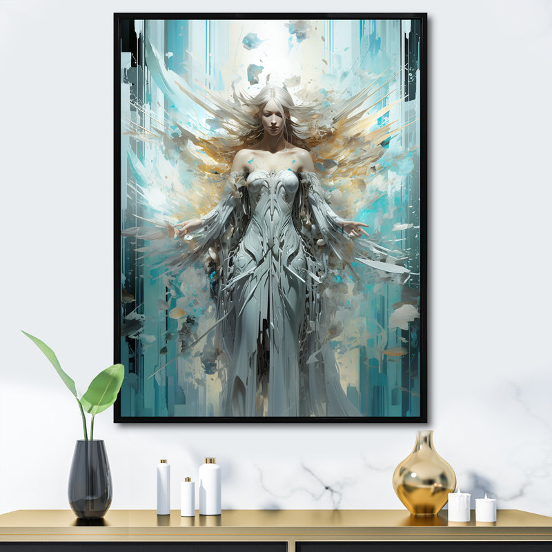 Angels Announcement Celestical Christianism - Christianisme, art mural, Cadre flottant noir, H 32 po x l 24 po x P 1 po