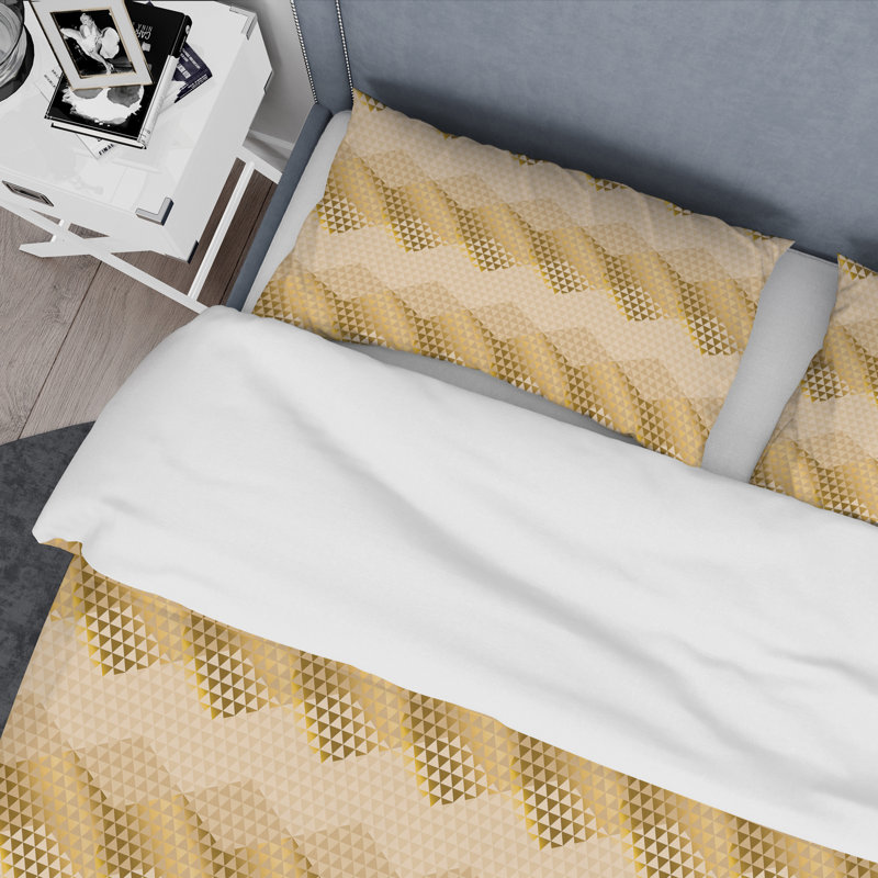 Ensemble de housse de couette de style mid-century en onde triangulaire, Housse simple + 1 taie décorative
