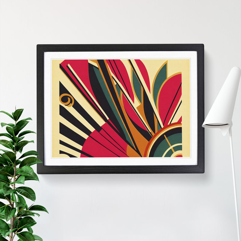Art Deco Print - Single Picture Frame Print, Black Framed, 46cm H x 64cm W x 2cm D