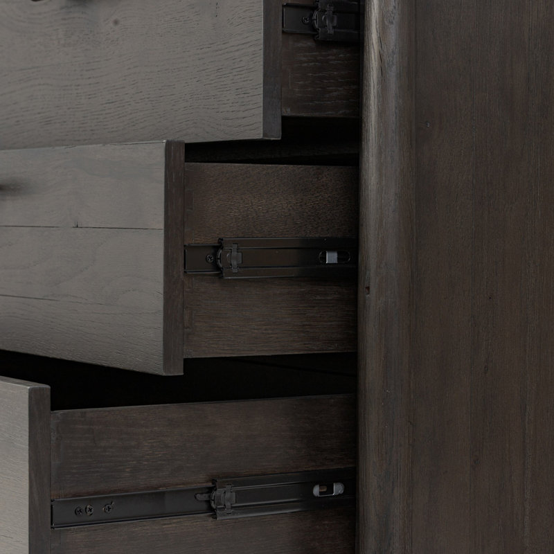 Commode double 6 tiroirs Cayenne, Noir fumé