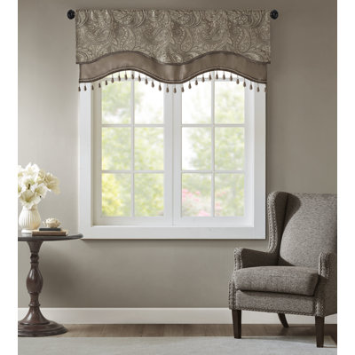 Cantonnière festonnée Aubrey Paisley Jacquard 50x18" avec perles