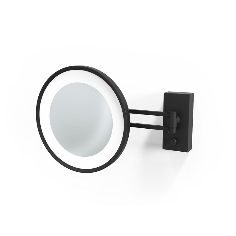 Spiegel Metal Lighted Wall Mirror, Matte Black